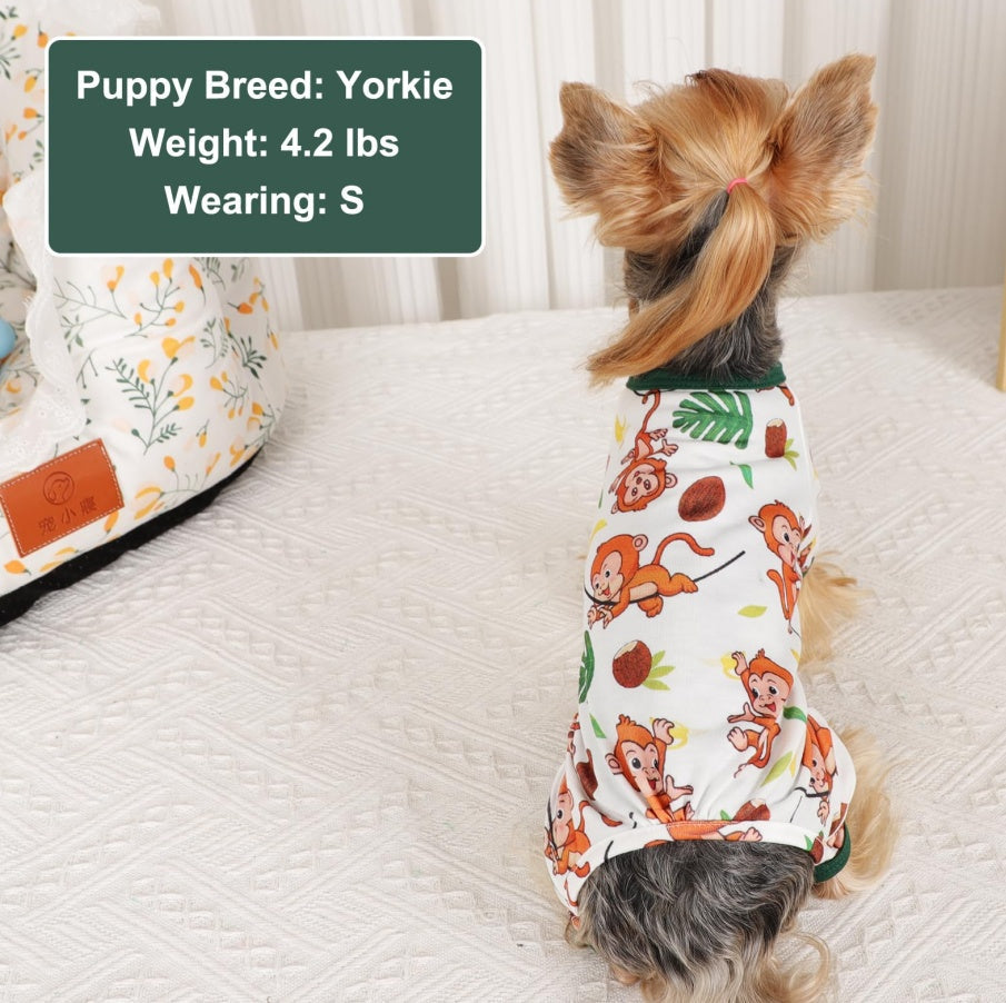Dog Pajamas Pjs Spring Summer Dog Clothes For Small Dogs Girl Boy, Soft Stretchy Tiny Chihuahua Yorkie Puppy Clothes Doggie Onesies Cat Pet Jammies Outfit, Brown Monkey Everware Hub