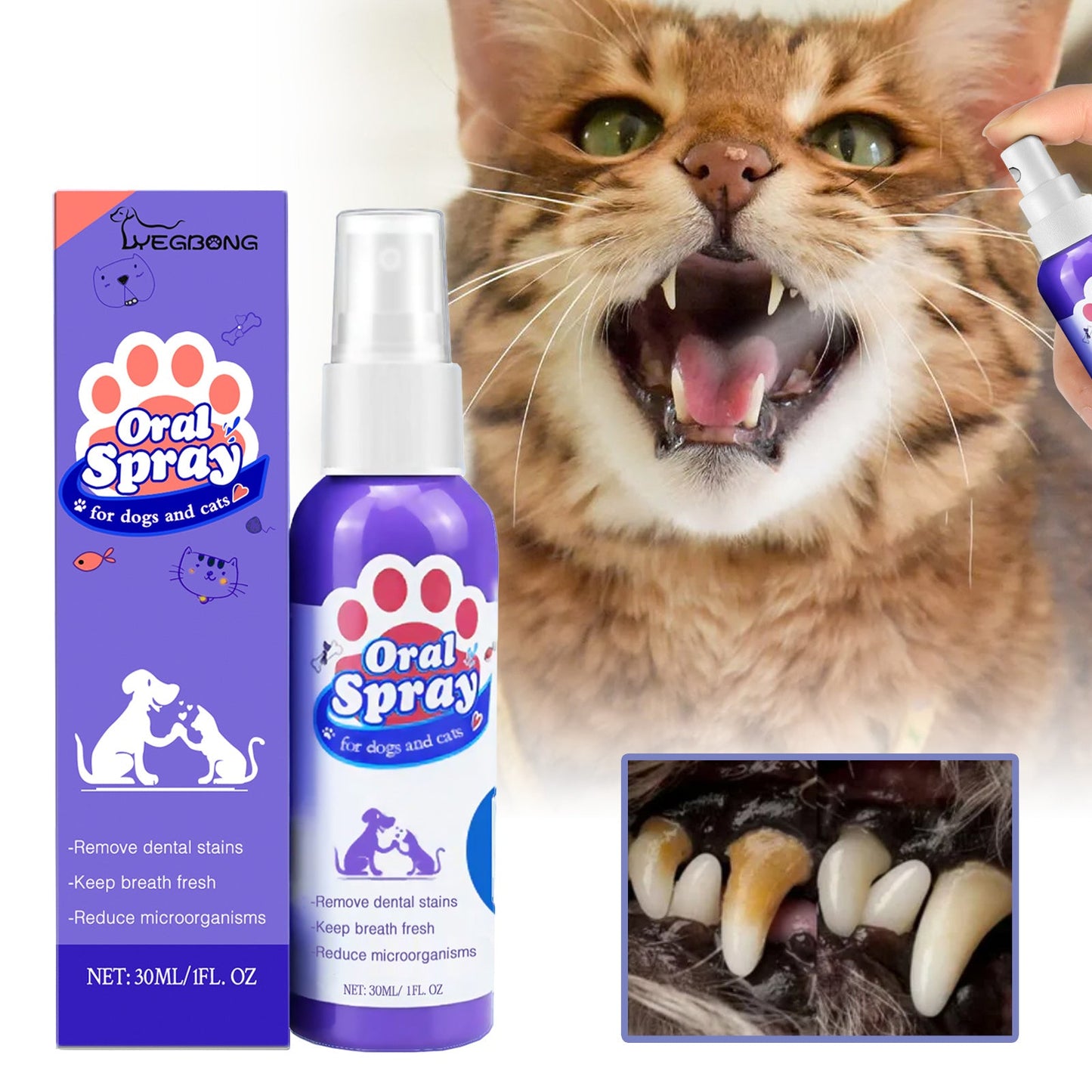 Cat And Dog Teeth Cleaning Spray To Remove Tooth Stains Fresh Breath Pet Oral Care Spray Everware Hub