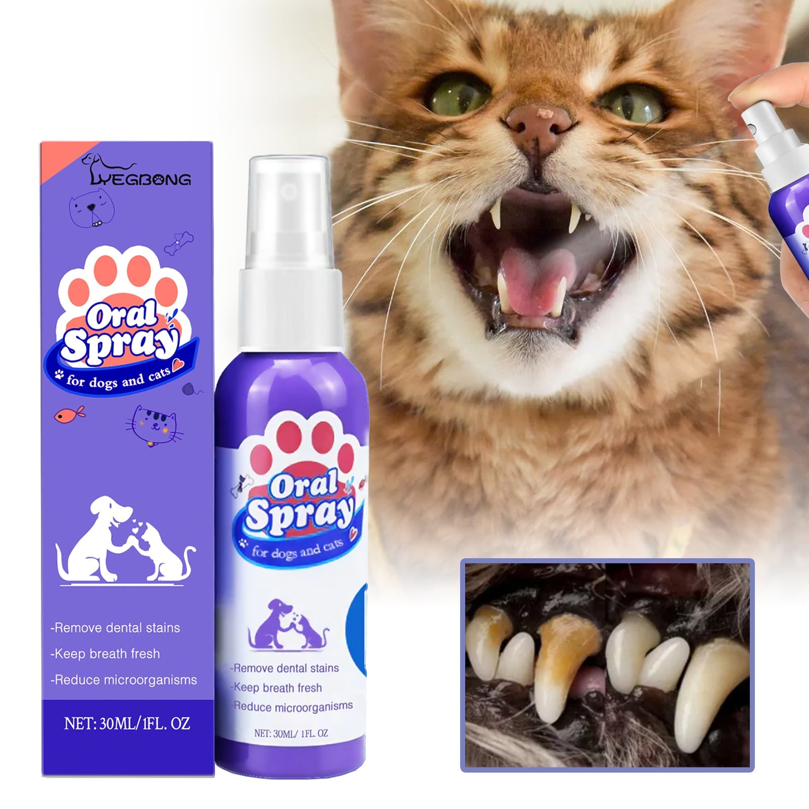 Cat And Dog Teeth Cleaning Spray To Remove Tooth Stains Fresh Breath Pet Oral Care Spray Everware Hub