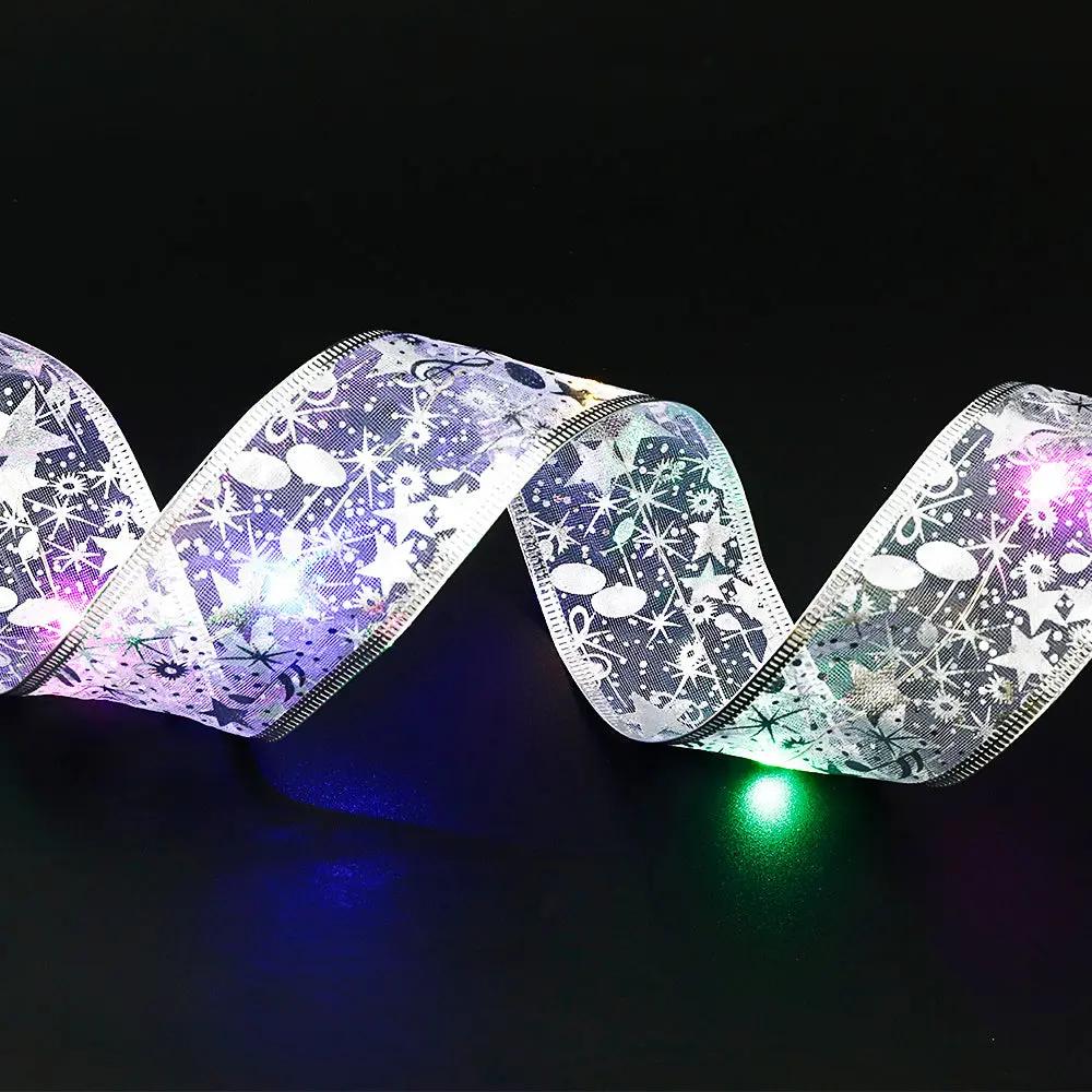 Fairy Lights String with Christmas Ribbon Bow Tie , LED Decorative Lights for Holiday, Tree & Gift Wrapping Everware Hub