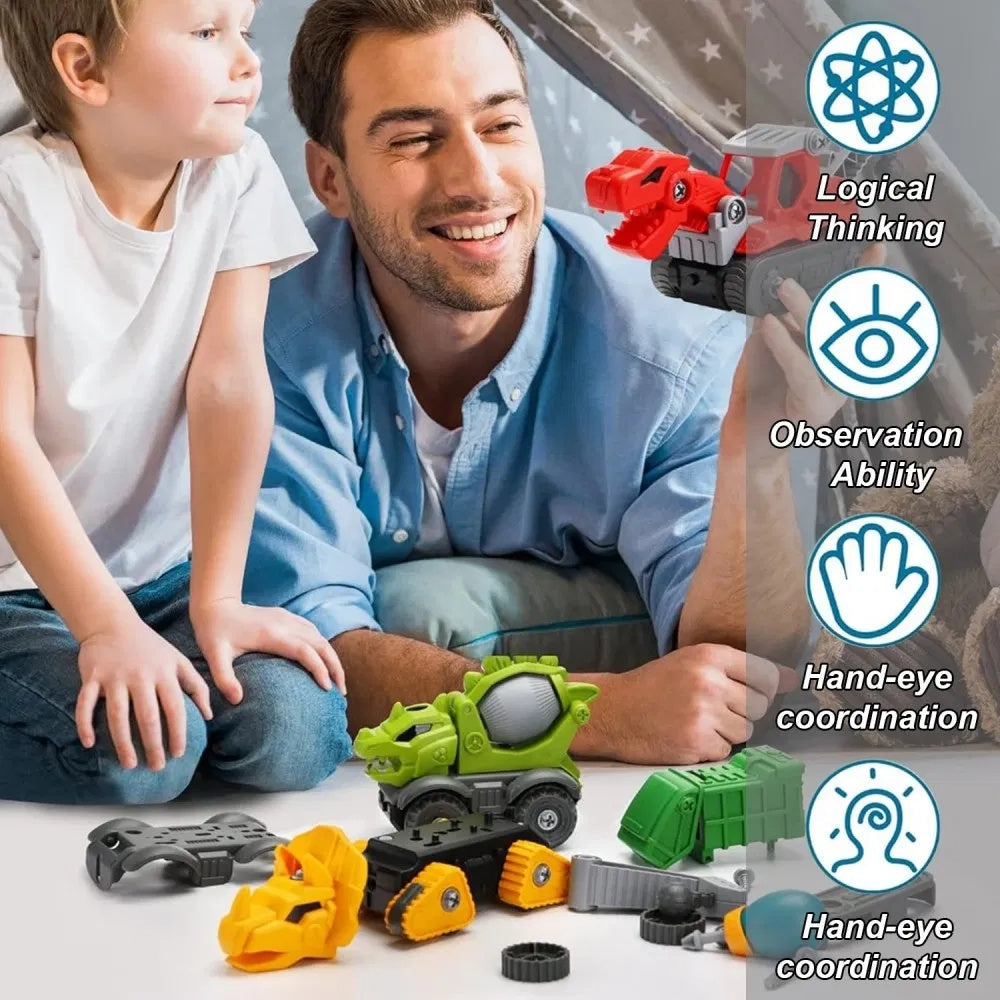 5 Pack Take Apart Dinosaur Construction Toy with Electric Drill , STEM Building Gift for Boys (Birthday & Xmas) Everware Hub