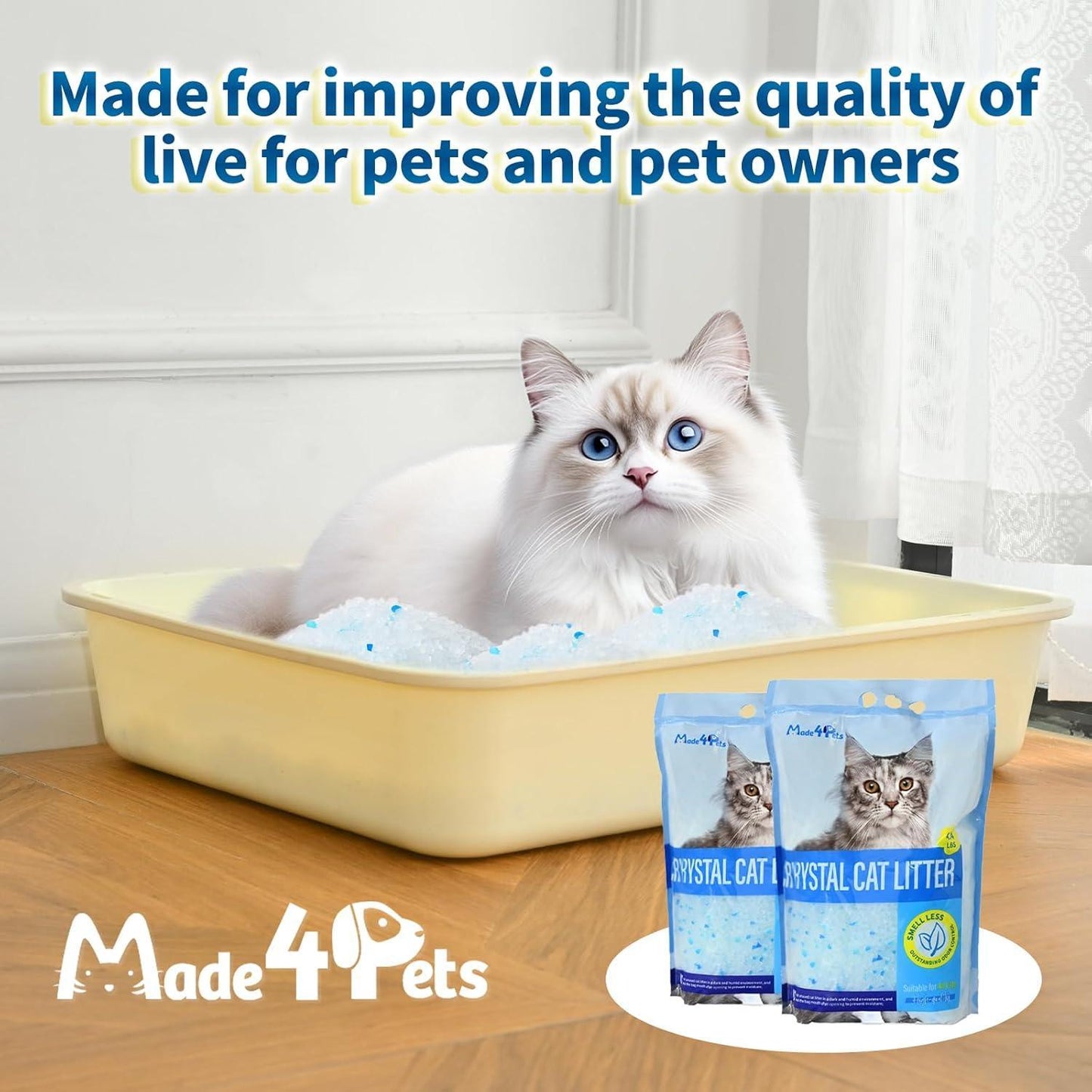 Crystal Cat Litter For Pets, No Caking, Odor Control, Light Weight, Low Dust, Easy To Use Everware Hub