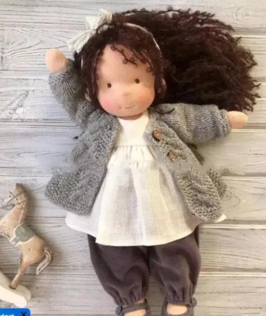 Handmade Plush Doll, Golden Curly Hair Girl , Soft Stuffed Doll Gift for Kids & Collectors Everware Hub