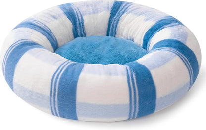 MEWOOFUN Plush Round Cat Bed For Indoor Cats - Calming Washable Pet Bed With Non-Slip Bottom, Soft Fluffy Dog Bed For Puppy & Kitten, 23 Inch Blue Striped Everware Hub