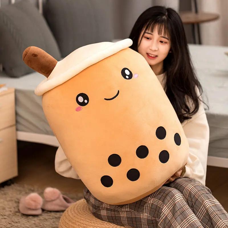 Cute Strawberry Milk Tea Plush Toy – Soft Boba Tea Cup Pillow for Kids, Girls, Birthday Gift, Kawaii Bubble Tea Cushion Everware Hub