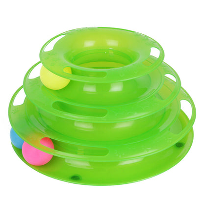 Pet Cat Crazy Ball Disk – 3-Layer Interactive Track Tower Toy for Indoor Fun Everware Hub