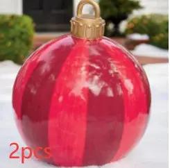 60CM Inflatable Christmas Ornament Ball ,Giant Outdoor PVC Holiday Decoration for Tree, Yard & Events Everware Hub