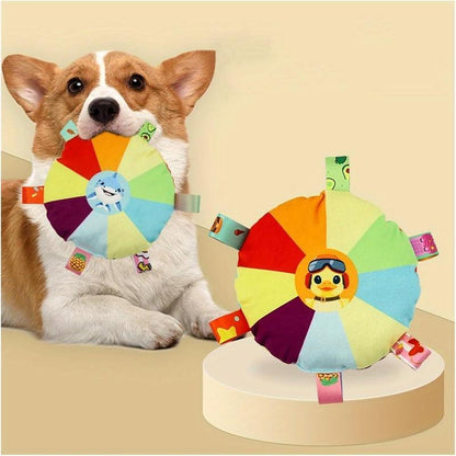 Plush Dog Flying Disc Chew Toy,Interactive Tug of War Toy with Bell, Bite-Resistant & Washable Everware Hub