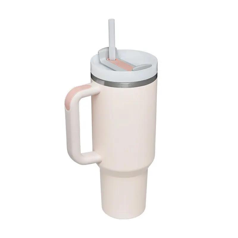 40 Oz Tumbler With Handle Straw Insulated, Stainless Steel Spill Proof Vacuum Coffee Cup Tumbler With Lid Tapered Mug Gifts For Valentine Lover Suitable For Car Gym Office Travel Everware Hub