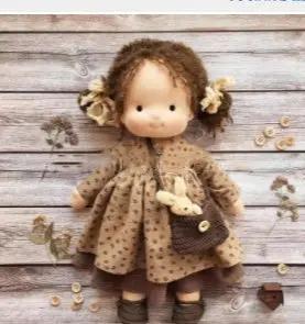 Handmade Plush Doll, Golden Curly Hair Girl , Soft Stuffed Doll Gift for Kids & Collectors Everware Hub