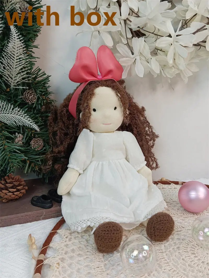Handmade Plush Doll, Golden Curly Hair Girl , Soft Stuffed Doll Gift for Kids & Collectors Everware Hub