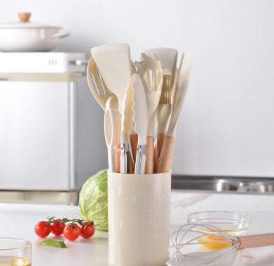 Silicone Kitchenware with Wooden Handle – Durable Cooking Tools