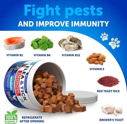 Flea Treatment For Cats Natural Flea And Tick Prevention Supplement For Cats Kittens Chewable Daily Oral Pills With Vitamins 135 Soft Chews Skin & Coat Dental Treats Digestion Everware Hub