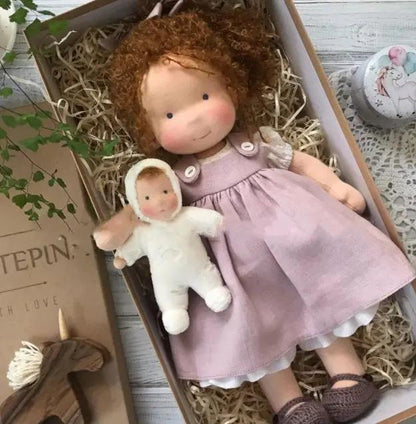 Handmade Plush Doll, Golden Curly Hair Girl , Soft Stuffed Doll Gift for Kids & Collectors Everware Hub