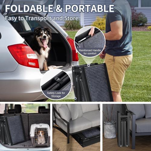 Extra Wide Pet Ramp for Car – 71"x20" Foldable, Non-Slip, Portable Dog Ramp for Medium & Large Dogs up to 250 lbs Everware Hub