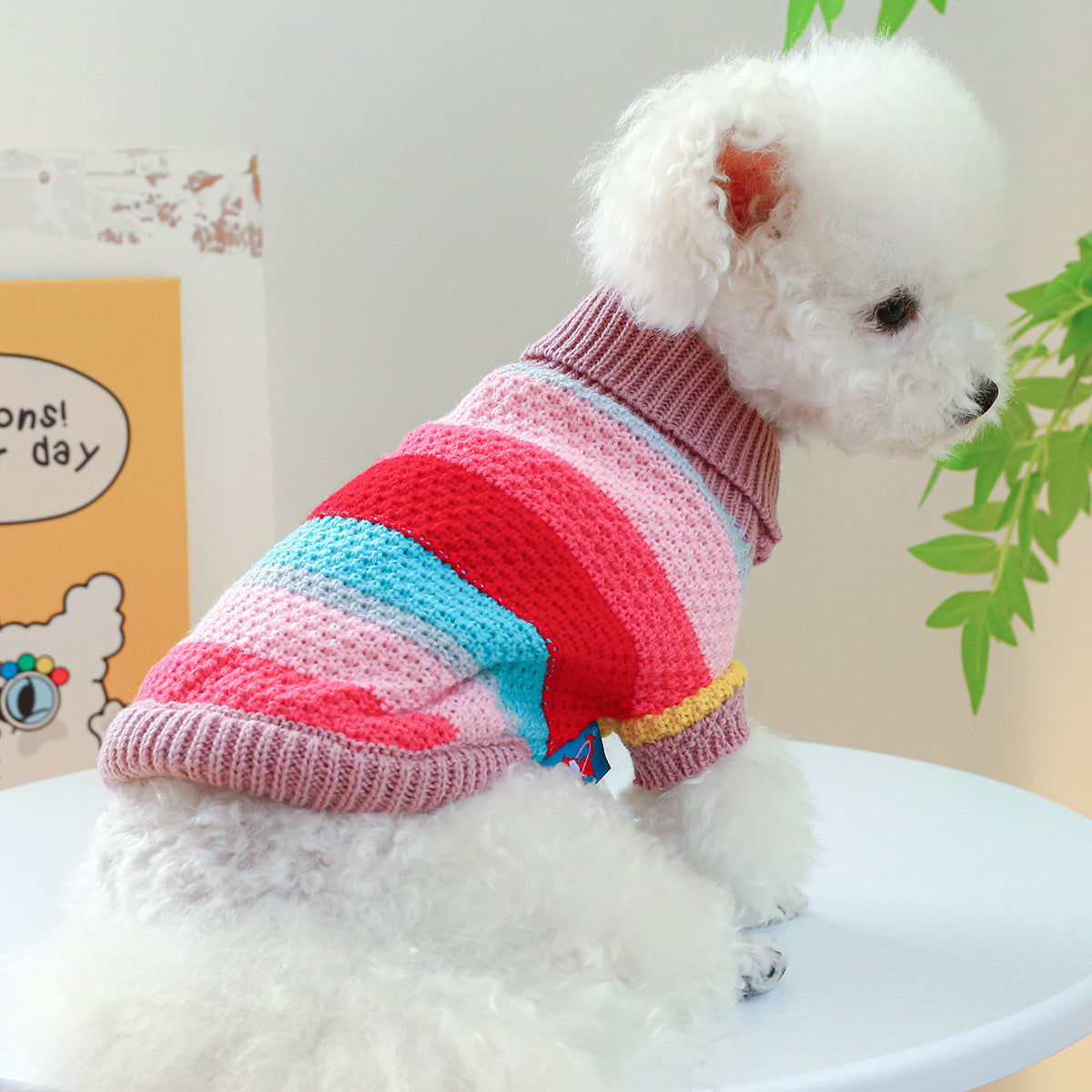 Pet Ring Comfortable Color Stripes Colorful Sweater Everware Hub