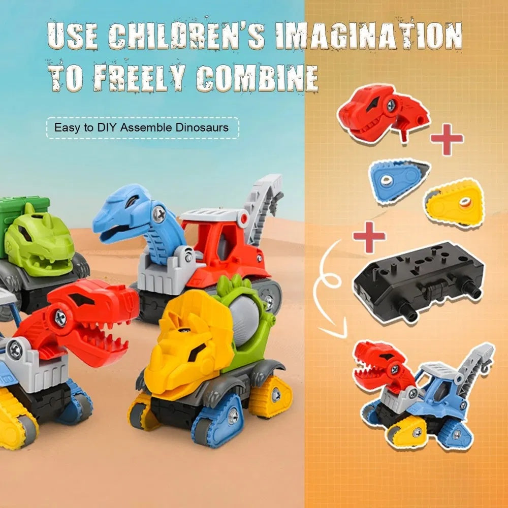 5 Pack Take Apart Dinosaur Construction Toy with Electric Drill , STEM Building Gift for Boys (Birthday & Xmas) Everware Hub
