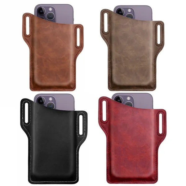 Men’s Leather Phone Belt Holster – Waist Loop Pouch Wallet Cover for Smartphones Everware Hub