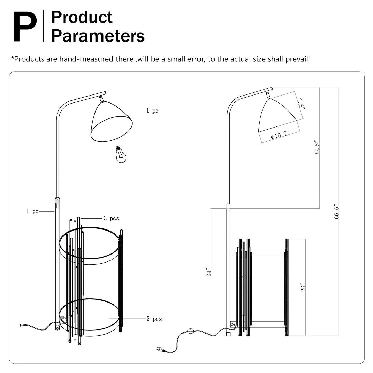 Luxury Floor Lamp with Shelves – Matte Gold/Black, E26 Base Everware Hub