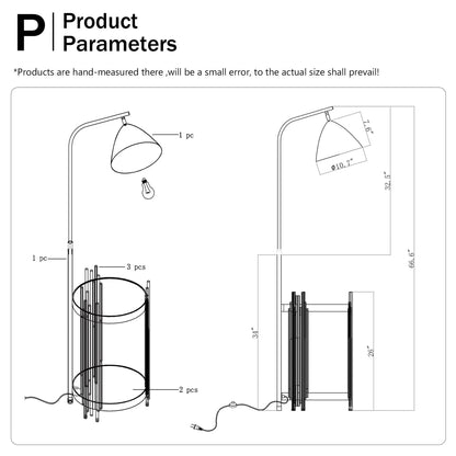 Luxury Floor Lamp with Shelves – Matte Gold/Black, E26 Base Everware Hub