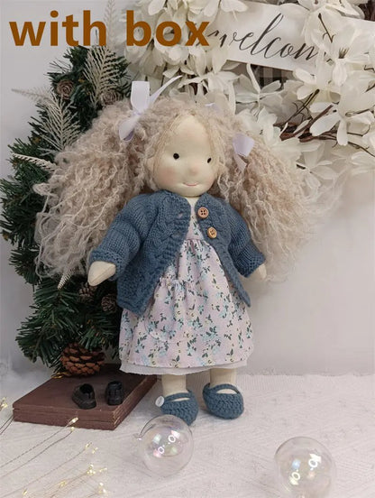Handmade Plush Doll, Golden Curly Hair Girl , Soft Stuffed Doll Gift for Kids & Collectors Everware Hub