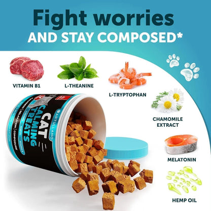 Hemp Calming Treats for Cats & Kittens,Stress & Anxiety Relief with Melatonin Everware Hub