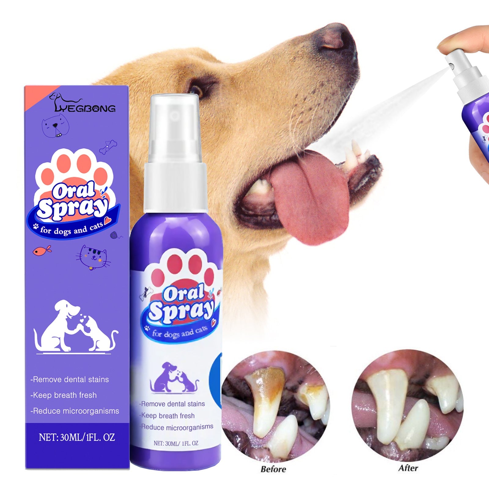 Cat And Dog Teeth Cleaning Spray To Remove Tooth Stains Fresh Breath Pet Oral Care Spray Everware Hub