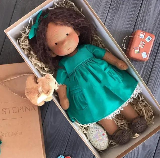 Handmade Plush Doll, Golden Curly Hair Girl , Soft Stuffed Doll Gift for Kids & Collectors Everware Hub