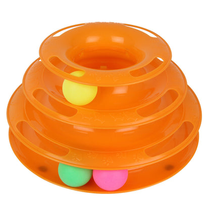 Pet Cat Crazy Ball Disk – 3-Layer Interactive Track Tower Toy for Indoor Fun Everware Hub