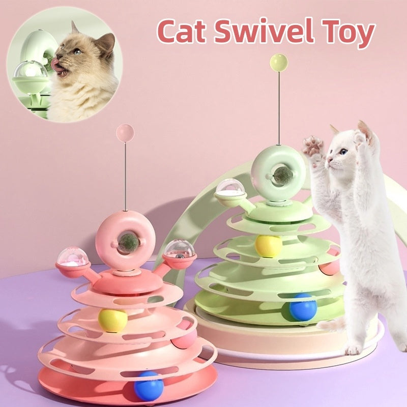 4-Level Cat Toy Tower, interactive Roller Ball Track Puzzle Toy for Cats & Kittens Everware Hub