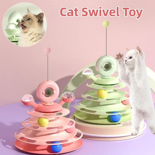4-Level Cat Toy Tower, interactive Roller Ball Track Puzzle Toy for Cats & Kittens Everware Hub