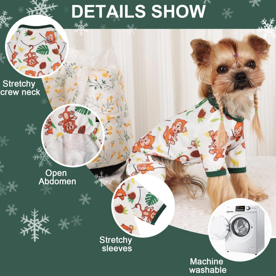 Dog Pajamas Pjs Spring Summer Dog Clothes For Small Dogs Girl Boy, Soft Stretchy Tiny Chihuahua Yorkie Puppy Clothes Doggie Onesies Cat Pet Jammies Outfit, Brown Monkey Everware Hub
