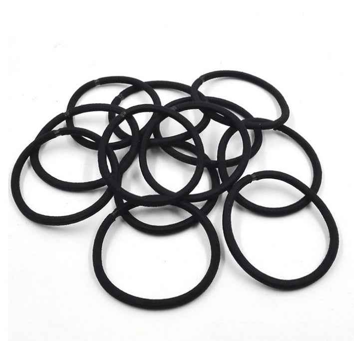 100Pcs Black Elastic Hair Bands Ponytail Holder Head Rope Ties Hats Hair Styling Kids Girl Accessories Scrunchie Everware Hub