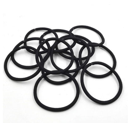 100Pcs Black Elastic Hair Bands Ponytail Holder Head Rope Ties Hats Hair Styling Kids Girl Accessories Scrunchie Everware Hub