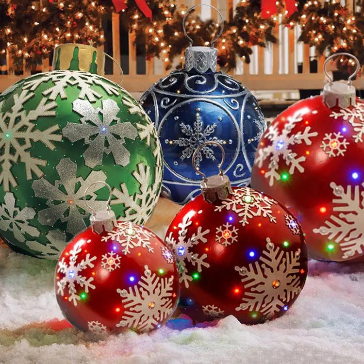 60CM Inflatable Christmas Ornament Ball ,Giant Outdoor PVC Holiday Decoration for Tree, Yard & Events Everware Hub