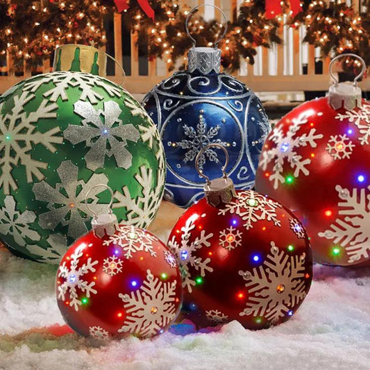 60CM Inflatable Christmas Ornament Ball ,Giant Outdoor PVC Holiday Decoration for Tree, Yard & Events Everware Hub