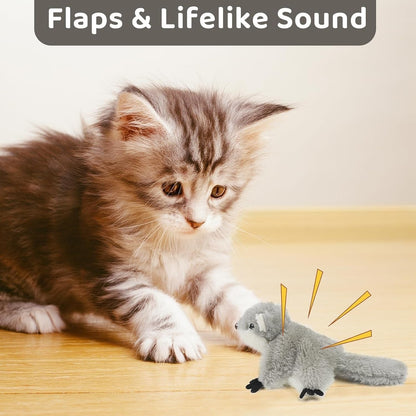 PROKEl Flapping Squirrel Catnip Toy, Rechargeable Touch-Activated Cat Kicker Toy Everware Hub