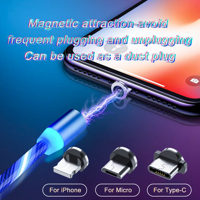 Magnetic LED Fast Charging Cable, Streamer Charging Cord for Type-C, Lightning & Micro USB Devices Everware Hub