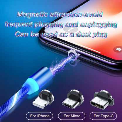 Magnetic LED Fast Charging Cable, Streamer Charging Cord for Type-C, Lightning & Micro USB Devices Everware Hub