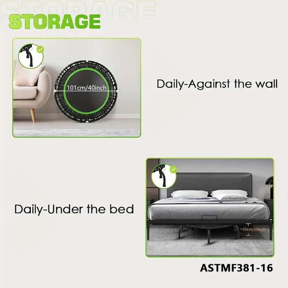 40" Fitness Trampoline – 661 lbs Mini Rebounder for Home & Garden Everware Hub