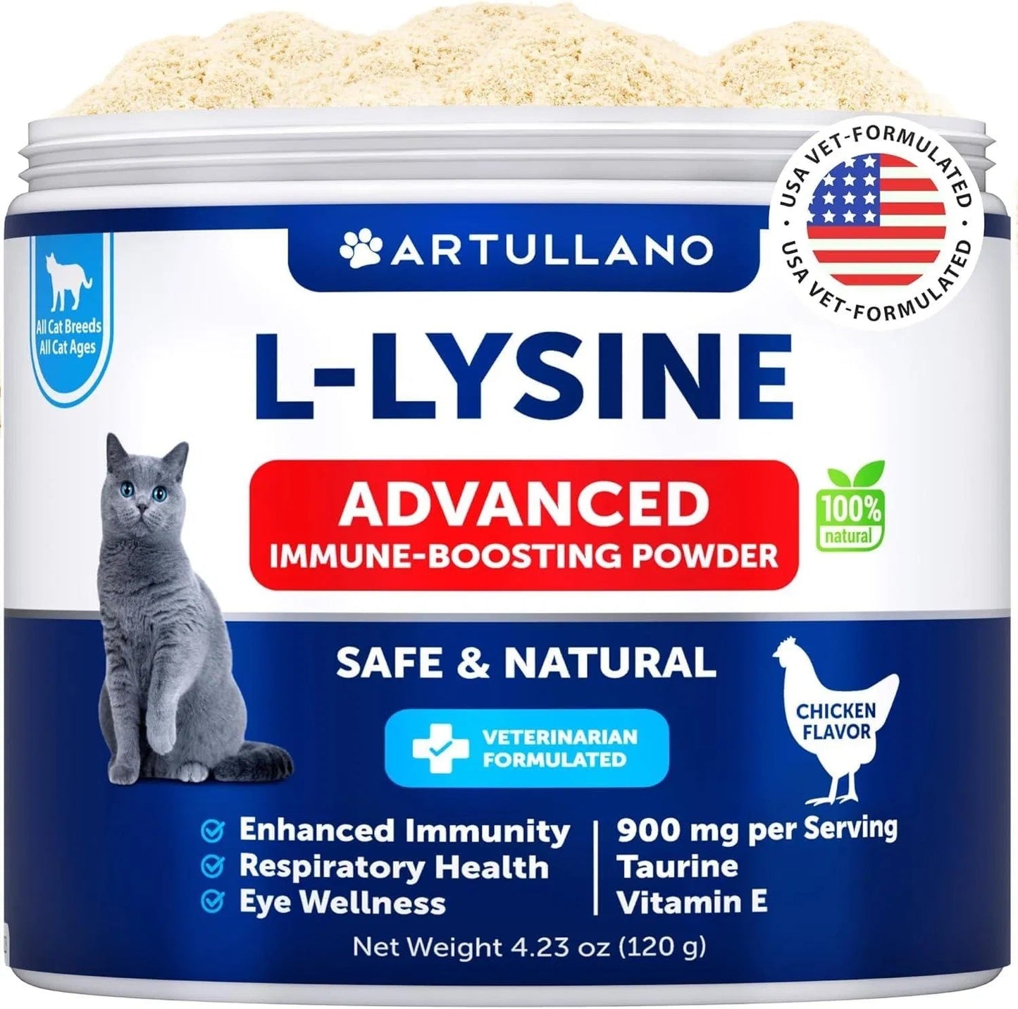 L Lysine For Cats Lysine Powder Supplement 900mg Serving Immune Support For Cats & Kittens Sneezing Runny Nose Squinting Watery Eyes Cold Eye Respiratory Health With Taurine Everware Hub