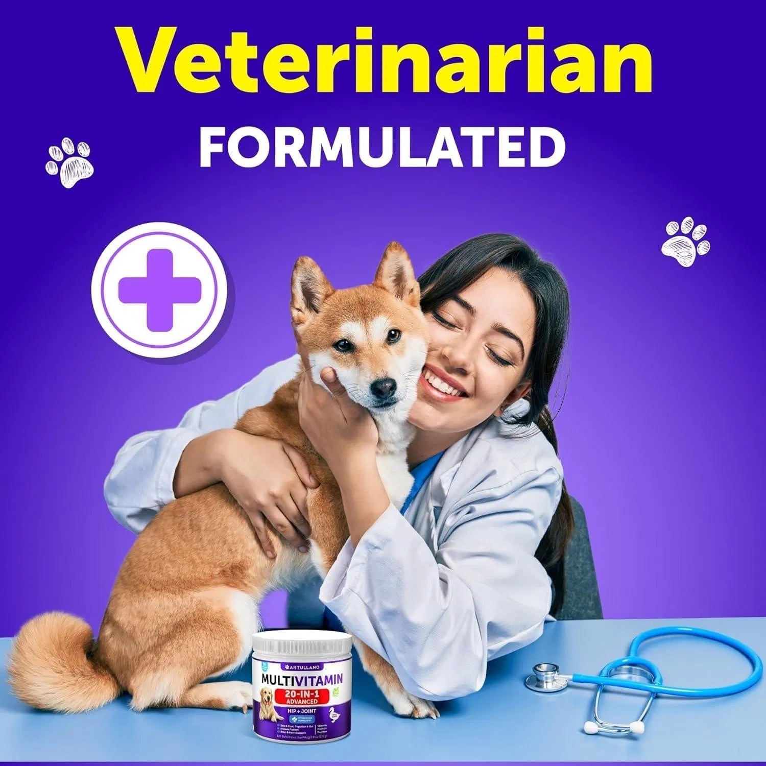 Dog Multivitamin Chewable, 20-in-1 Vitamins & Glucosamine 120 Chews Everware Hub