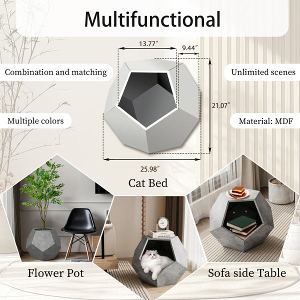 25.98 Inch Modern Pet Furniture, Including Cat Rack Side Table, Sofa Side Table, Flower Pot MDF Multifunctional Furniture, Cement Gray, Prohibited Platform Temu Everware Hub