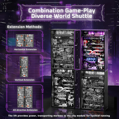 ROBOTIME Last City Marble Run ,3D Puzzle Model Kit with LED Glow in the Dark Track Everware Hub