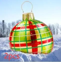 60CM Inflatable Christmas Ornament Ball ,Giant Outdoor PVC Holiday Decoration for Tree, Yard & Events Everware Hub