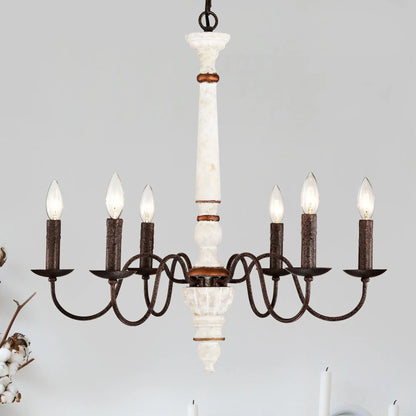 Retro White & Rust 6-Light Chandelier Pendant for Dining Room, Home Everware Hub