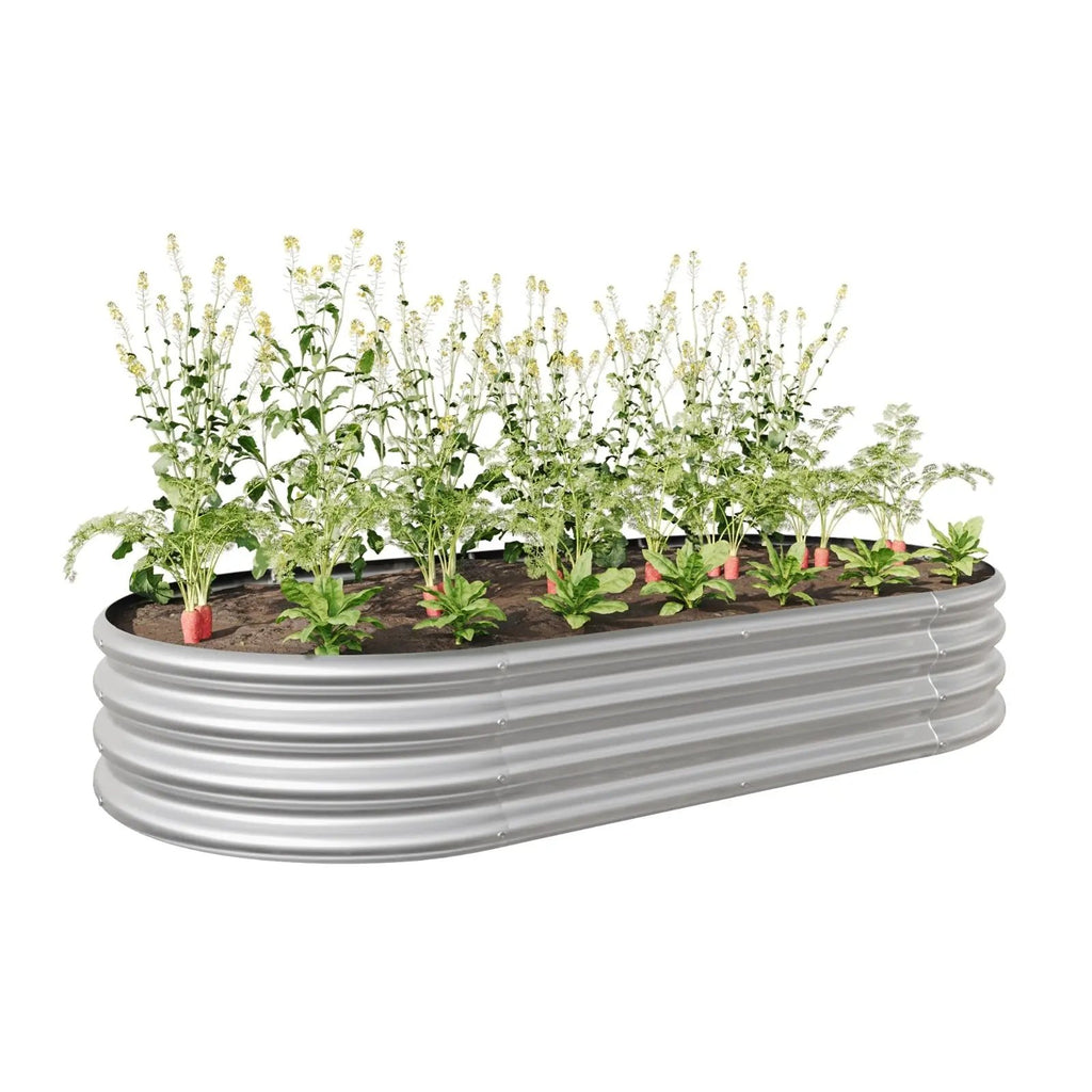 Oval Metal Raised Garden Bed , Large Outdoor Planter Box Everware Hub