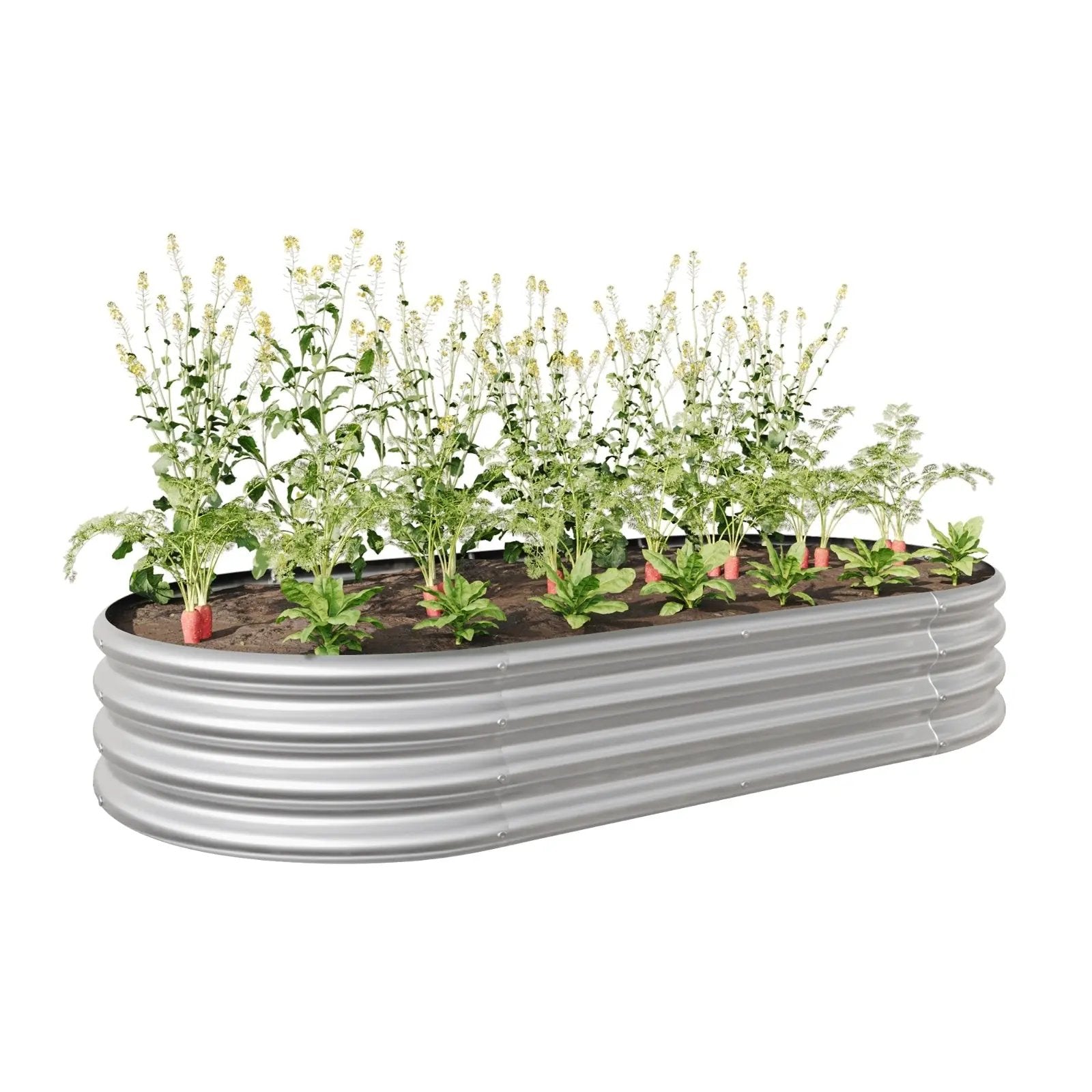 Oval Metal Raised Garden Bed , Large Outdoor Planter Box Everware Hub
