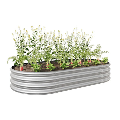 Oval Metal Raised Garden Bed , Large Outdoor Planter Box Everware Hub