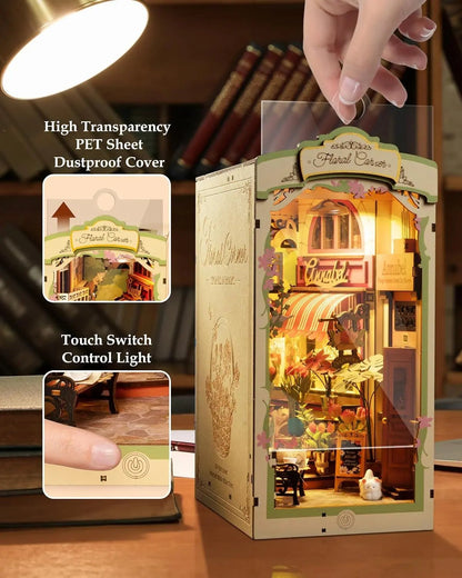 Rolife Floral Corner Book Nook Kit – DIY 3D Wooden Dollhouse Everware Hub